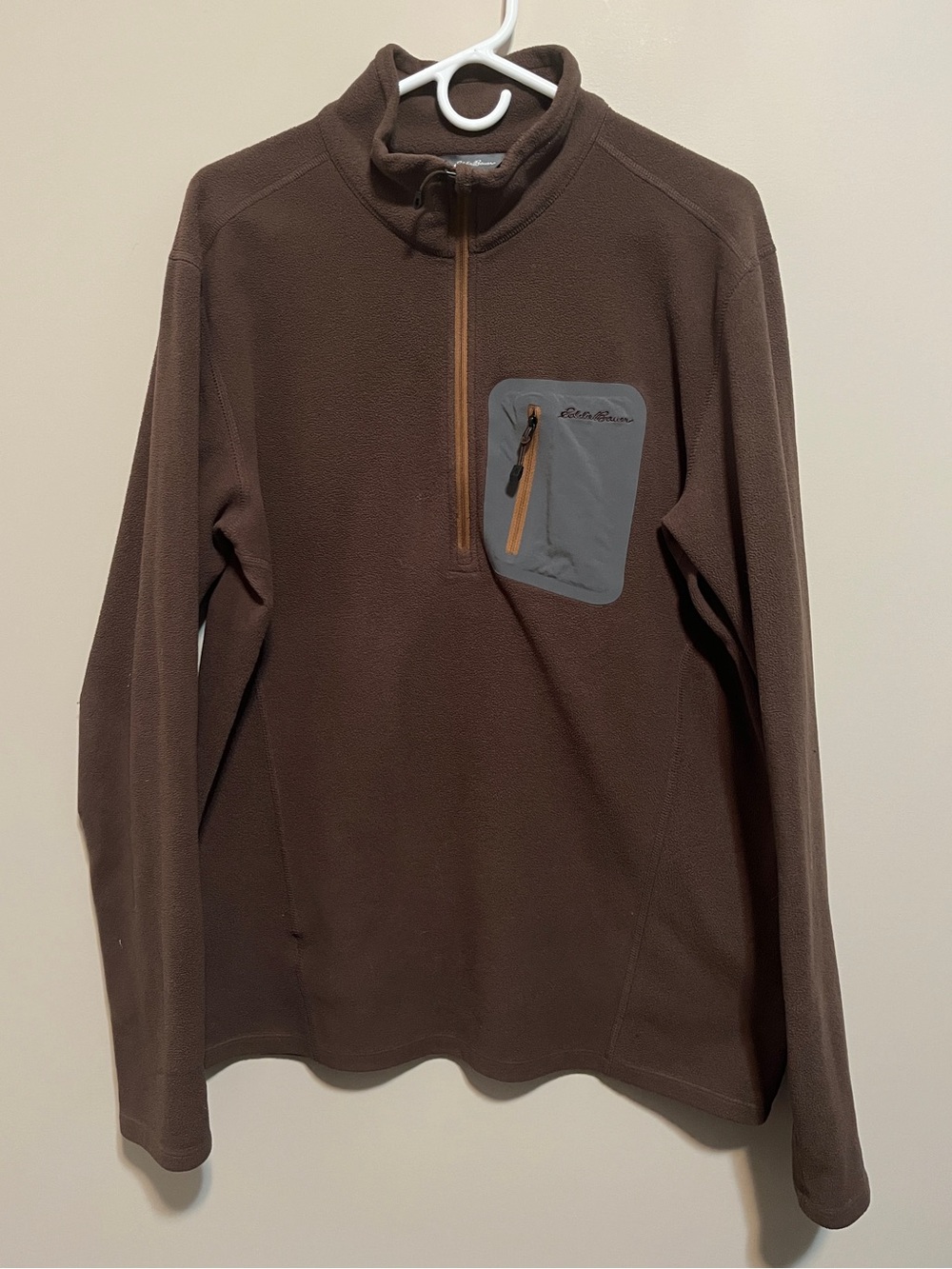 Eddie Bauer Brown Fleece Quarter-Zip Pullover Jacket, size LT
